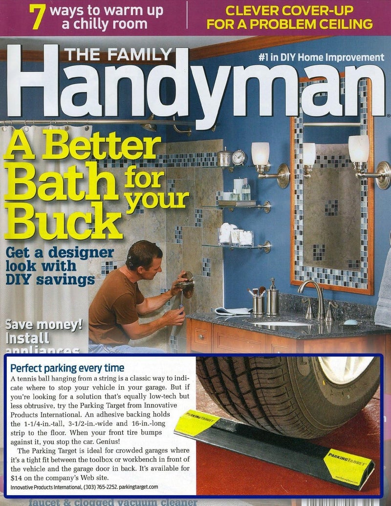 IPI ParkingTarget 16” 1 pcs U.S.A. Garage Heavy Duty Parking Aid Car Stop Indicator Protects Car & Walls Stopper Easy Install Peel and Stick Gadget -100 1 Pack, Part - 16"L x 1.25”H - Image 3